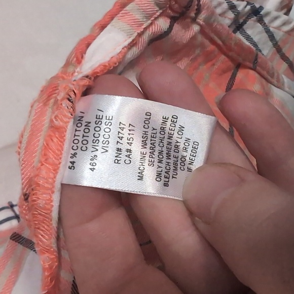 Natural Reflections Peach Grey Plaid Long Sleeve Button Up Size Extra Large - Picture 5 of 6